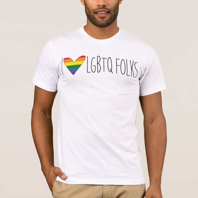 Camiseta Eu amo LGBTQ - fundação do Los Sueños (Frente)