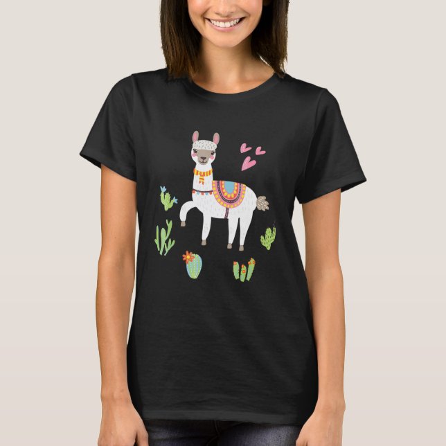 Camiseta Eu Amo Lhamas Amante de Animais Llama (Frente)