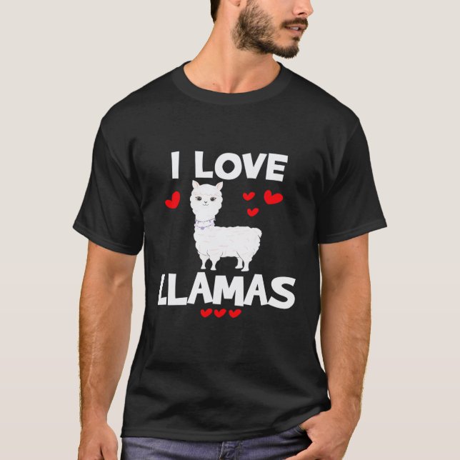 Camiseta Eu Amo Lhamas Amante de Lhamas (Frente)