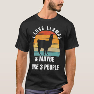 Camiseta Eu amo lhamas e talvez como 3 pessoas