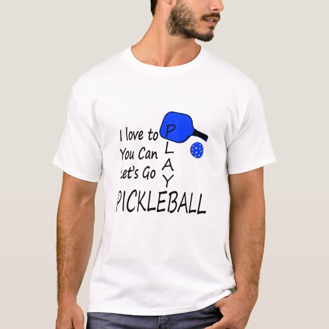 Camiseta eu amo-lhe posso deixo para ir azul do pickleball (Frente)