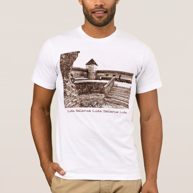 Camiseta Eu Amo Lida Belarus Architecture Castle Sketch (Frente)