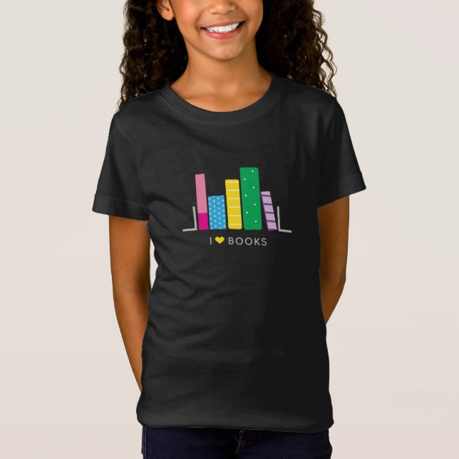 Camiseta Eu amo livros crianças bonitinhas e divertidas (Frente)