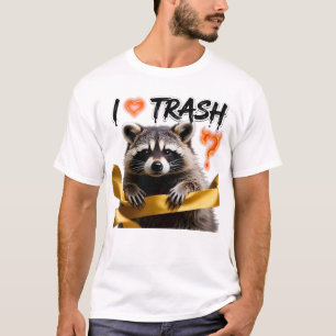 Camiseta Eu Amo Lixo Design Fofo de Guaxinim