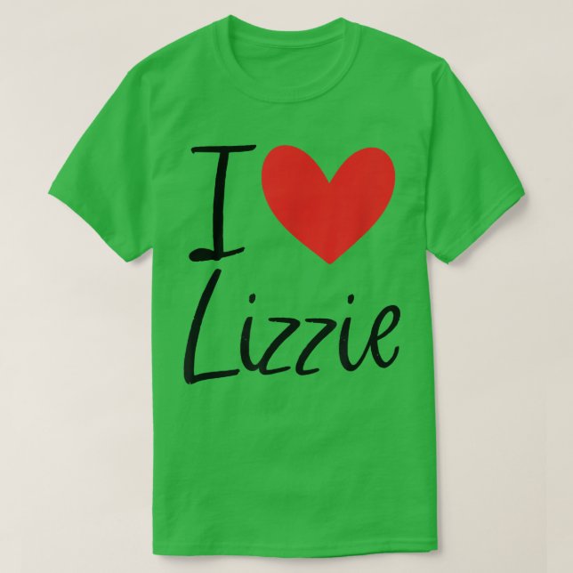 Camiseta Eu Amo Lizzie Nome Menina Personalizada Mulher BFF (Frente do Design)