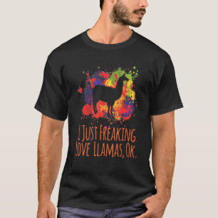 Camiseta Eu Amo Llama Aquarela Engraçado Animal De Fazenda
