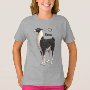 Camiseta Eu Amo Llamas Black & White Llama