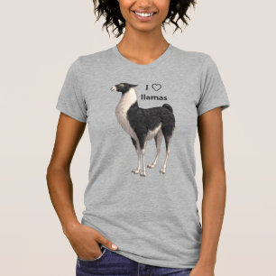 Camiseta Eu Amo Llamas Black & White Llama