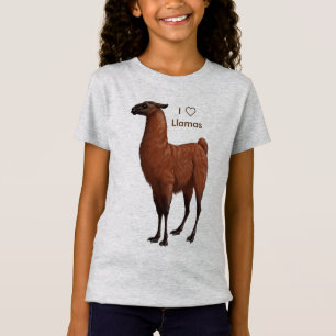 Camiseta Eu Amo Llamas Brown & Black Llama