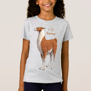 Camiseta Eu Amo Llamas Brown & White Llama