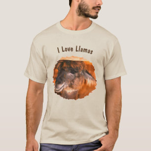 Camiseta Eu Amo Llamas Fazenda Animal