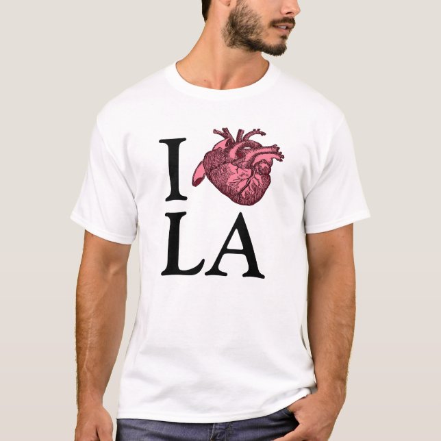 Camiseta Eu amo Los Angeles com coração anatomicamente corr (Frente)
