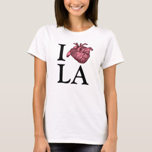 Camiseta Eu amo Los Angeles com coração anatomicamente corr