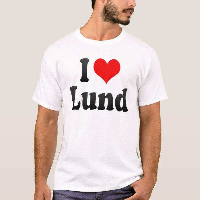 Camiseta Eu amo Lund, suecia. Entalhe Alskar Lund, suecia (Frente)
