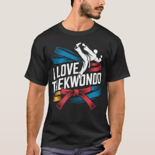 Camiseta Eu Amo Lutador de Cinto Colorido de Taekwondo