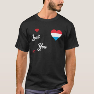 Camiseta Eu amo Luxemburgo com bandeira luxemburguesa em um