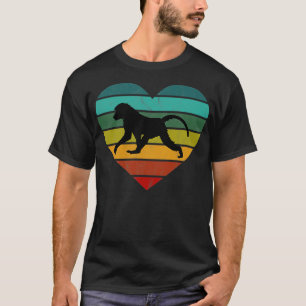 Camiseta Eu Amo Macacos-Baboão Retro Coração