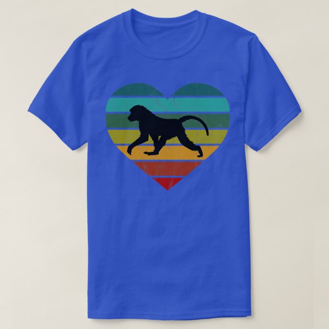 Camiseta Eu Amo Macacos-Baboão Retro Coração (Frente do Design)