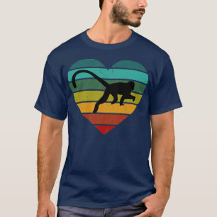 Camiseta Eu Amo Macacos Gibbons Limurs Retro Heart