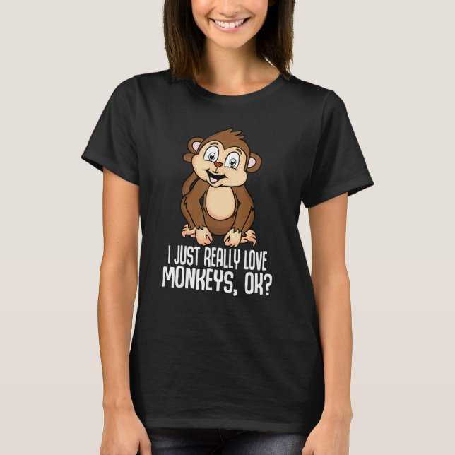 Camiseta Eu Amo Macacos Muito Bem Macacos Bonitos Chimpanzé (Frente)