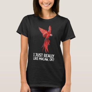 Camiseta Eu Amo Macaws Coloridos Pássaro de Papagaio