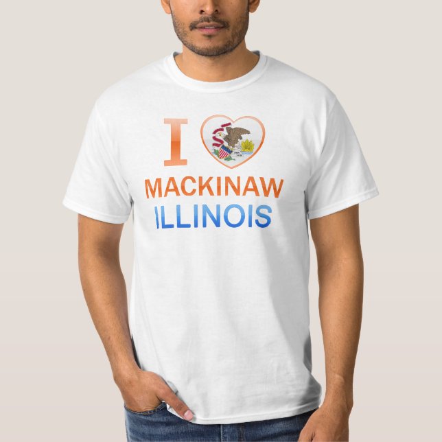Camiseta Eu amo Mackinaw, IL (Frente)