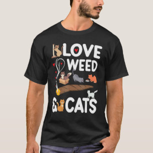 Camiseta Eu Amo Maconha E Corações De Gatos Dia Feliz Para 