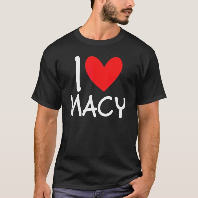 Camiseta Eu Amo Macy Name Personalizado Girl Woman Bff Frie (Frente)