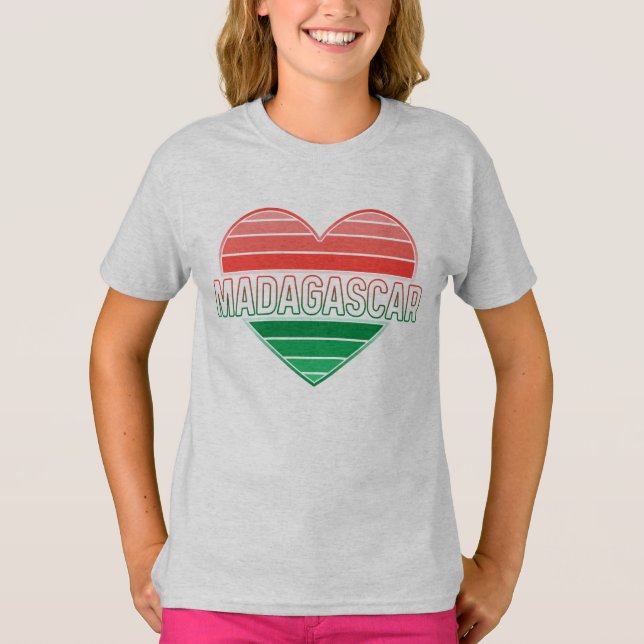 Camiseta Eu amo Madagascar, coração malgaxe (Frente)