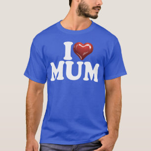 Camiseta Eu amo mãe coração vermelho brilhante feliz aniver