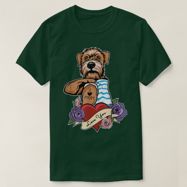 Camiseta Eu Amo Mãe Tatto Design I SoftCoated Wheaten Terr (Frente do Design)