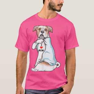 Camiseta Eu Amo Mãe Tatto Dia de as mães Americano Buldogue