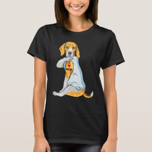 Camiseta Eu Amo Mãe Tatuagem Beagle Mãe Cachorro Mulheres