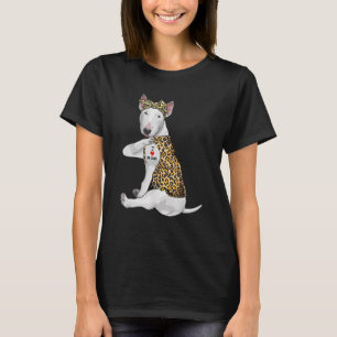 Camiseta Eu Amo Mãe Tatuagem Bull Terrier Cachorro Com Band