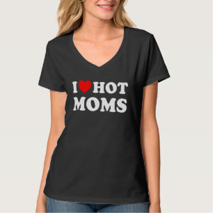 Camiseta Eu Amo Mães Quentes Coração Vermelho Dive