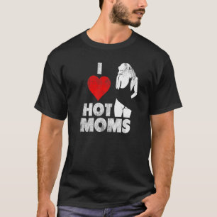 Camiseta Eu Amo Mães Quentes Distintas Coração Vermelho Mãe