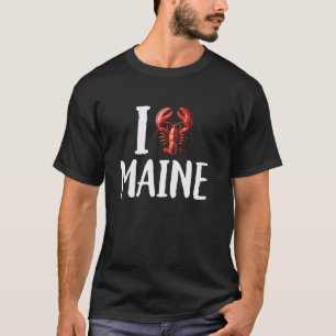 Camiseta Eu Amo Maine, Eu Corto Lagosta De Maine, Maine Rou