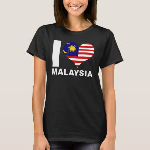 Camiseta Eu amo Malásia Heart Flag Malásia