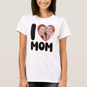 Camiseta Eu Amo Mamãe Coração Foto Personalizada Dia das Mã