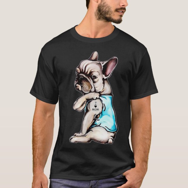 Camiseta Eu Amo Mamãe Pug Tatuado (Frente)
