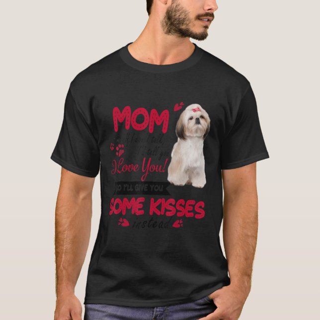 Camiseta Eu Amo Mamãe Shiu Tzu Cachorro Mamãe Cachorro Mamã (Frente)