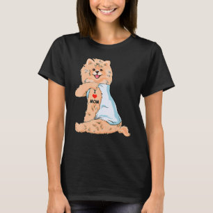 Camiseta Eu Amo Mamãe Tatto Alemã Spitz Mãe Mulheres Cachor