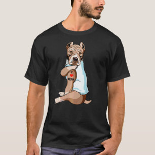 Camiseta Eu Amo Mamãe Tatto American Pit Touro Mamãe Cachor