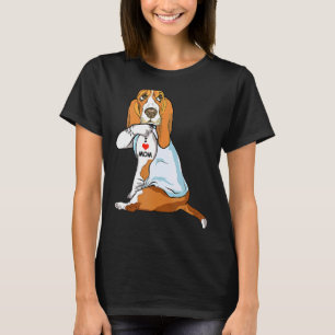 Camiseta Eu Amo Mamãe Tatto Basset Hound Mãe Cachorro Mulhe