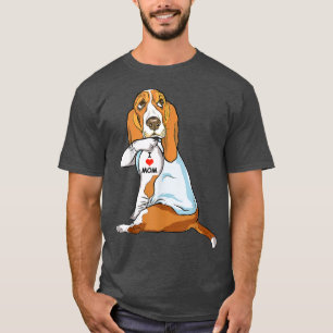 Camiseta Eu Amo Mamãe Tatto Basset Hound Mamãe Cachorro Sob
