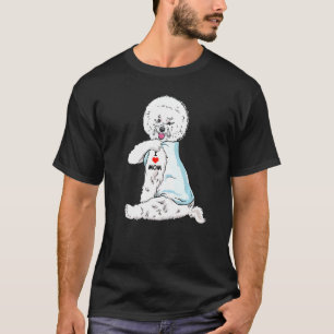 Camiseta Eu Amo Mamãe Tatto Bichon Frise Mãe Cães Mulheres