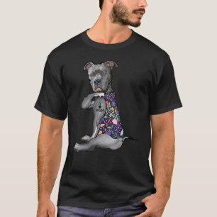 Camiseta Eu Amo Mamãe Tatto Pitbull Mamãe Cachorro Mulheres