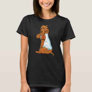 Camiseta Eu Amo Mamãe Tatto Pitbull Mamãe Cachorro Mulheres
