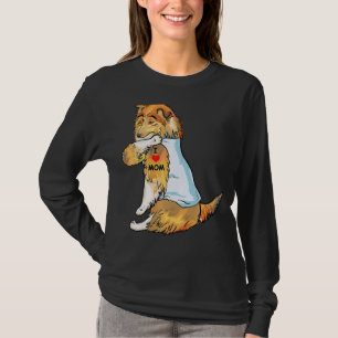 Camiseta Eu Amo Mamãe Tatto Shetland Sheepdog Mãe Mulheres