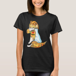 Camiseta Eu Amo Mamãe Tatto Shetland Sheepdog Mãe Mulheres